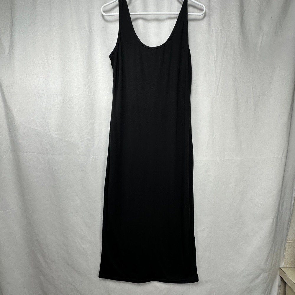 Ellie & Kate Black Scoop Neck Sleeveless Midi Tank Dress Large D20205 Stretch